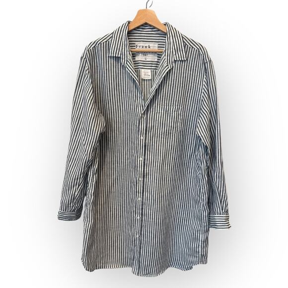 Frank & Eileen Mary Classic Linen Button Up Striped Dress Size Large - Picture 5 of 14